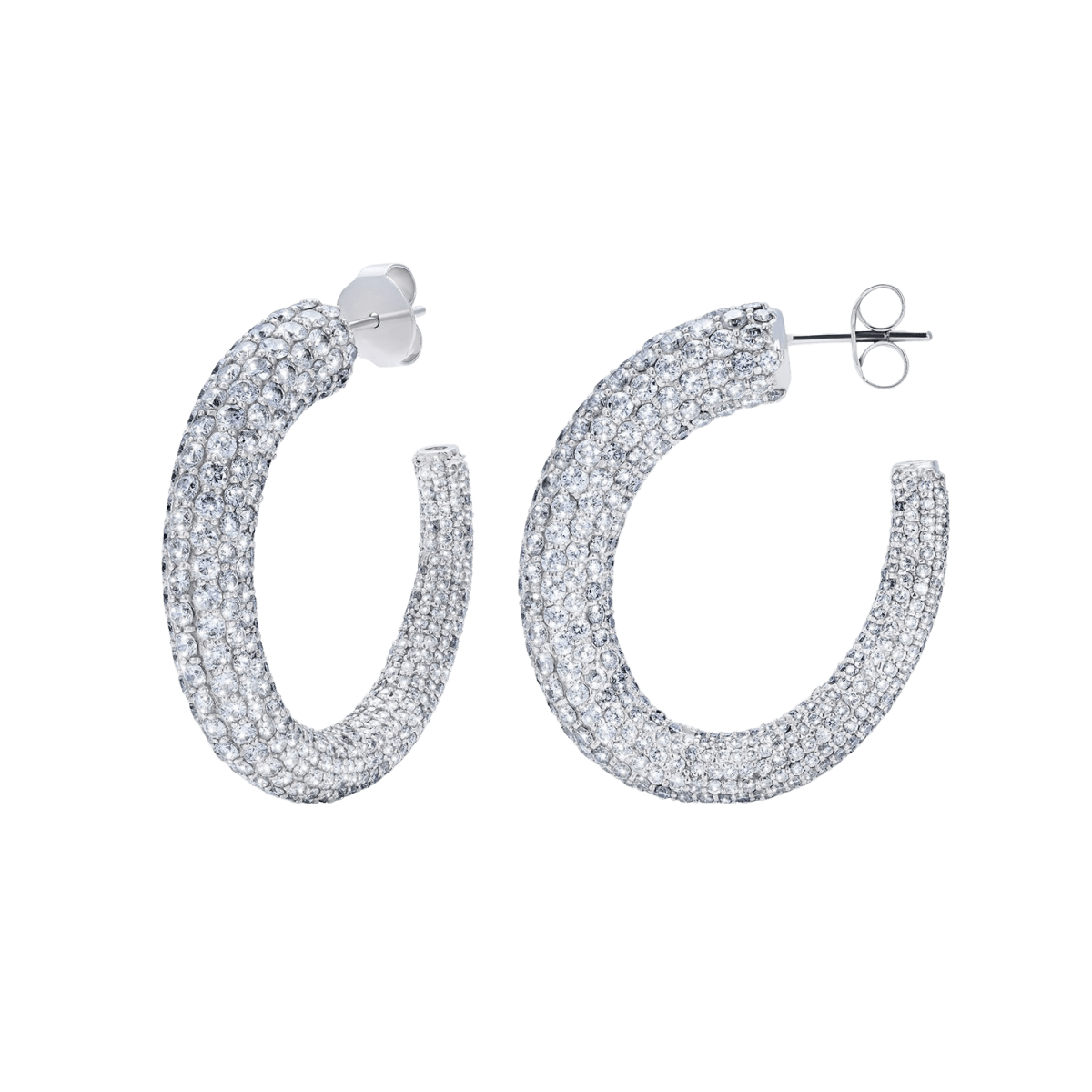 Large Pave Diamond Hoops