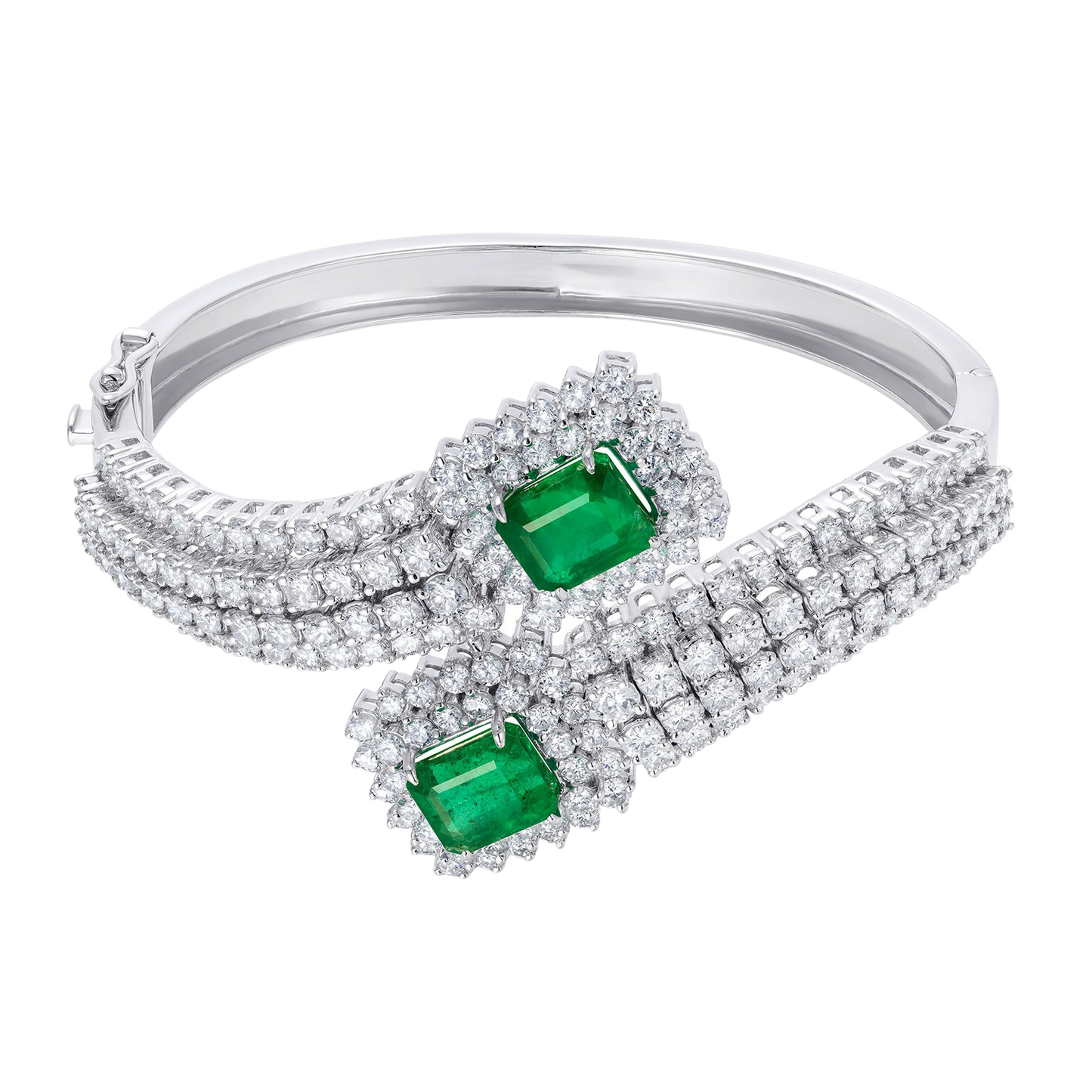 Emeralds & Diamond Crossover Large Bracelet