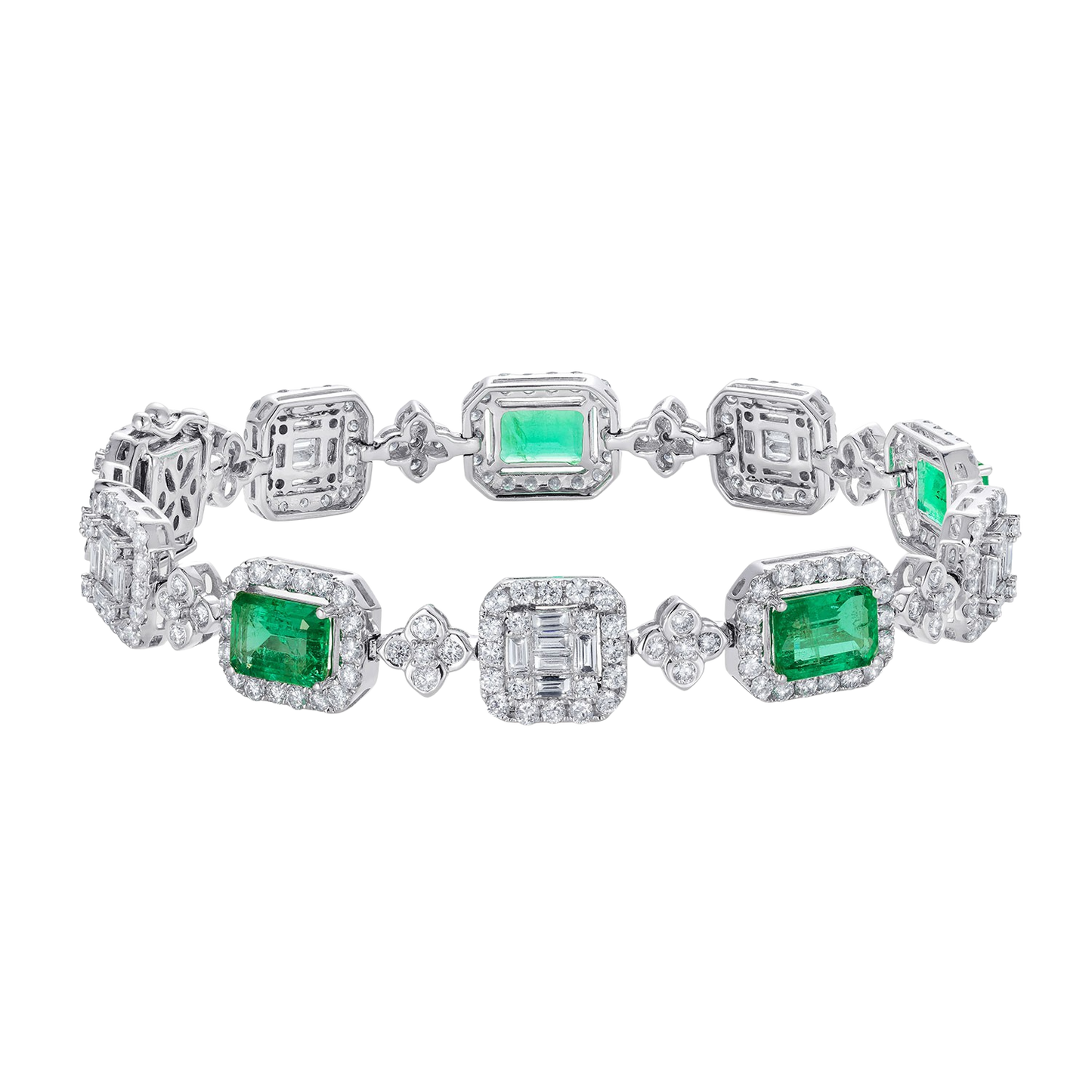 Emerald and diamond illusion set bracelet