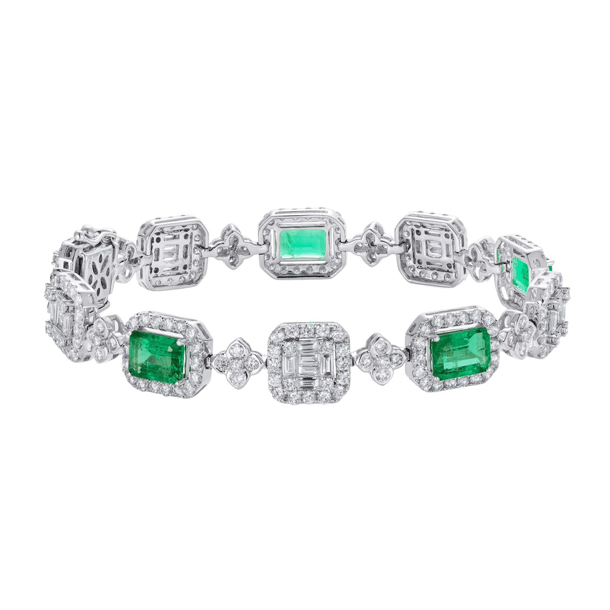 Emerald and diamond illusion set bracelet
