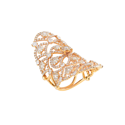 Rose Gold & Diamond  lattice Ring