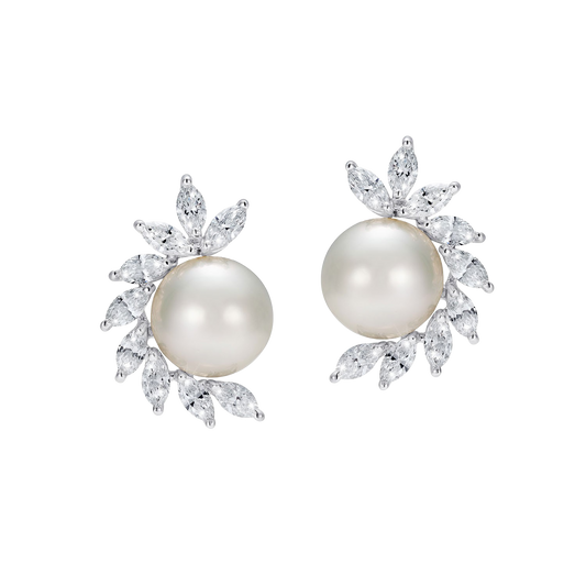 South sea Pearl & Diamond Marquise Earrings