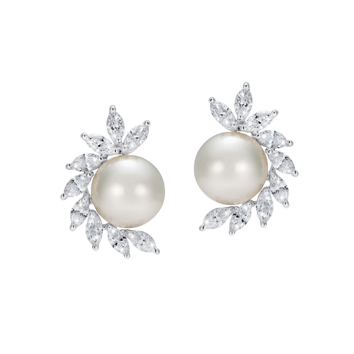 South sea Pearl & Diamond Marquise Earrings