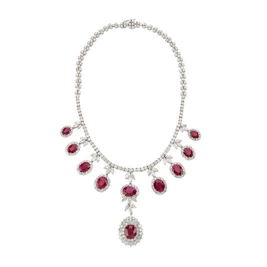 Burmese Ruby and Diamond Important Necklace