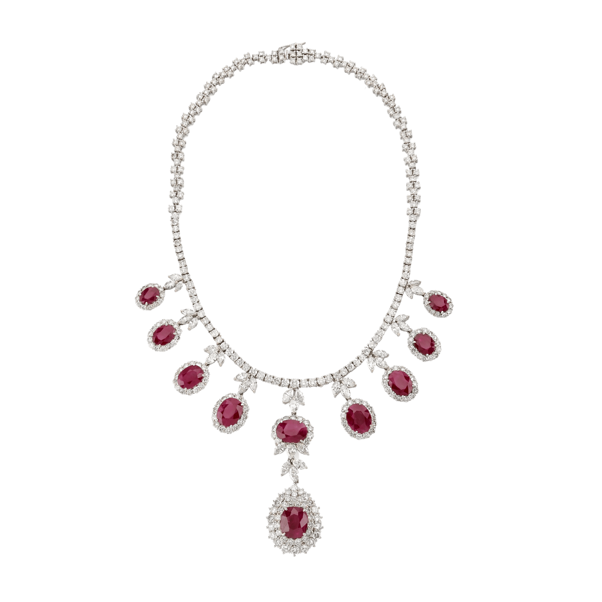 Burmese Ruby and Diamond Important Necklace