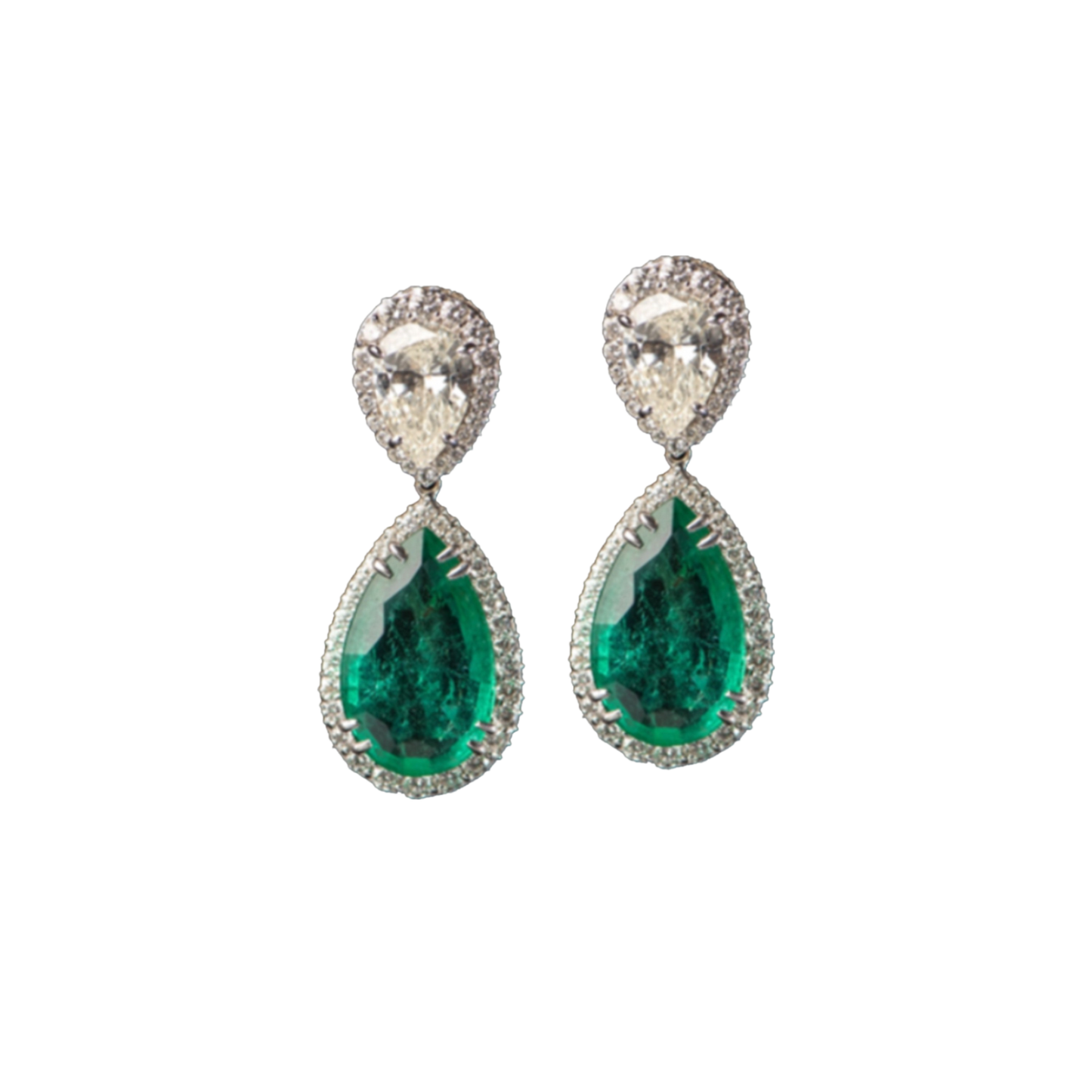 Emerald & Diamond single solitaire Earrings