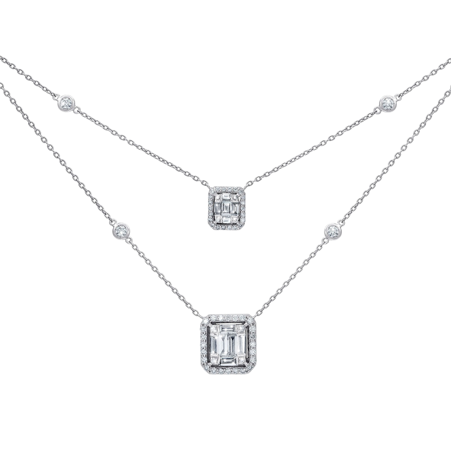 Illusion Set Twin Diamond Pendant Chain