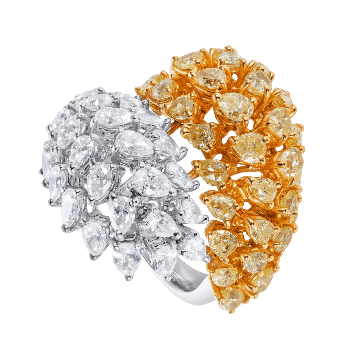 White and Yellow Marquise Diamond Ring