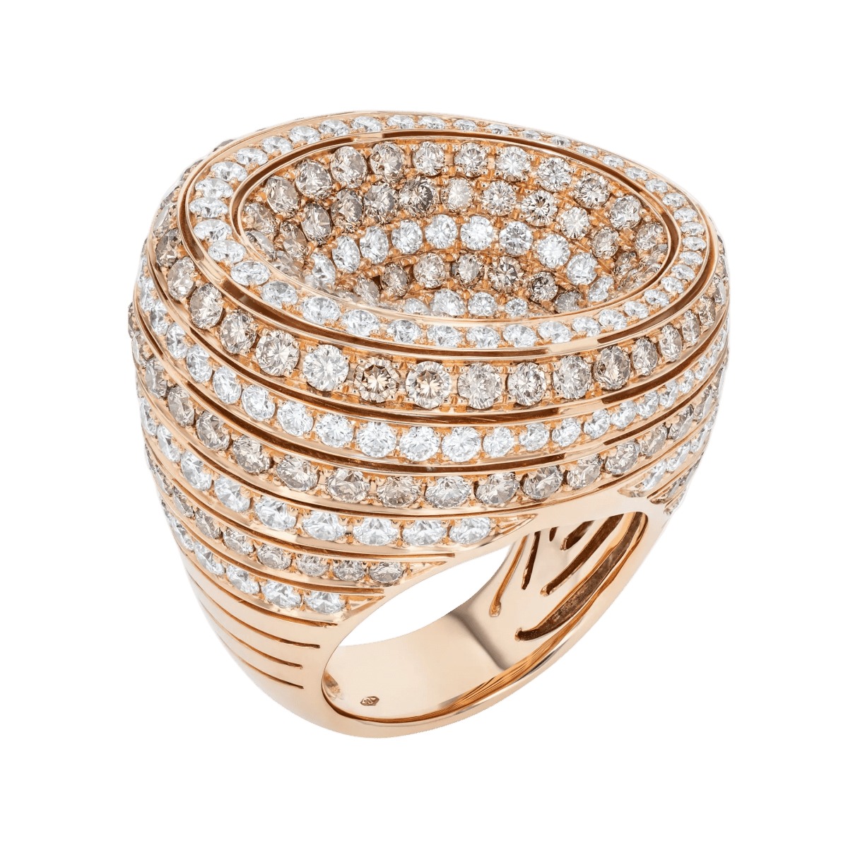 Large gold and diamond three dimensional ring