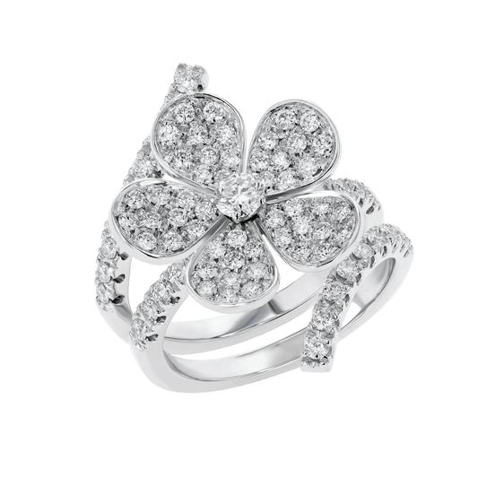 White diamond flower wraparound ring