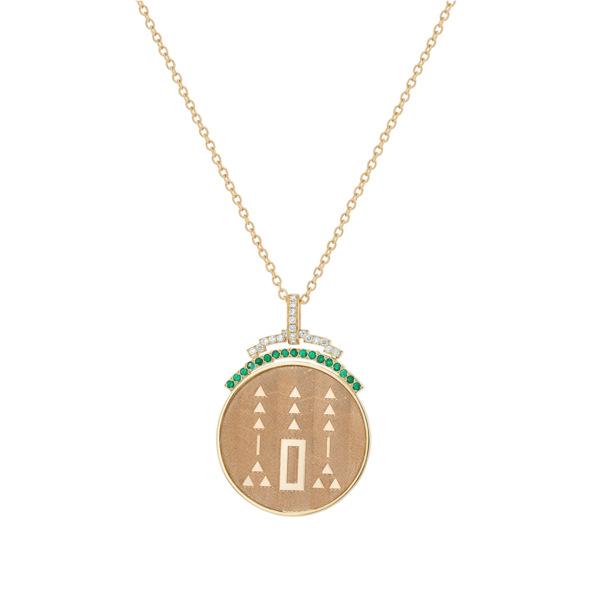 The Diriyah inspired yellow gold and emerald pendant chain