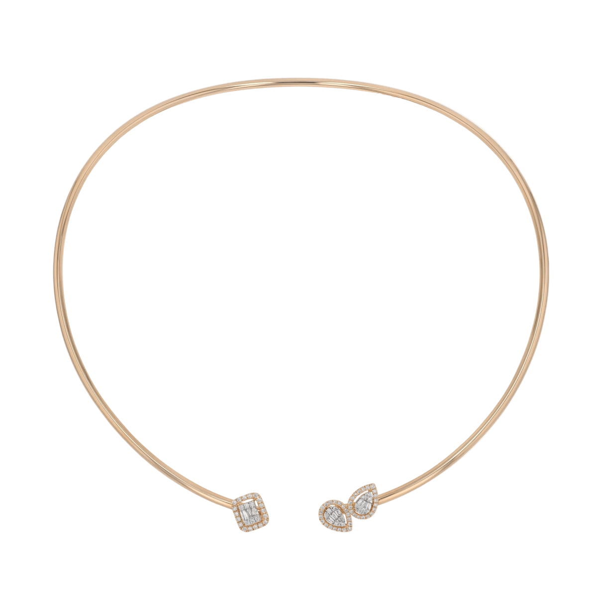 Front open yellow gold and invisible setting white diamond, necklace