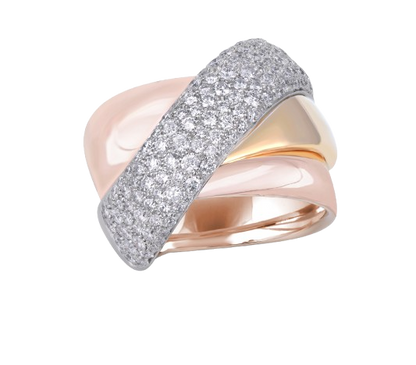 Turban ring with pave diamond band in Rose gold