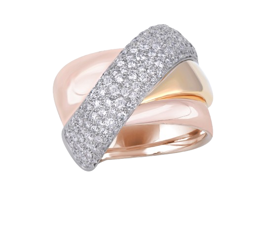 Turban ring with pave diamond band in Rose gold