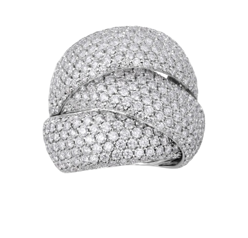 FULL WHITE GOLD DIAMOND  PAVE TURBAN RING