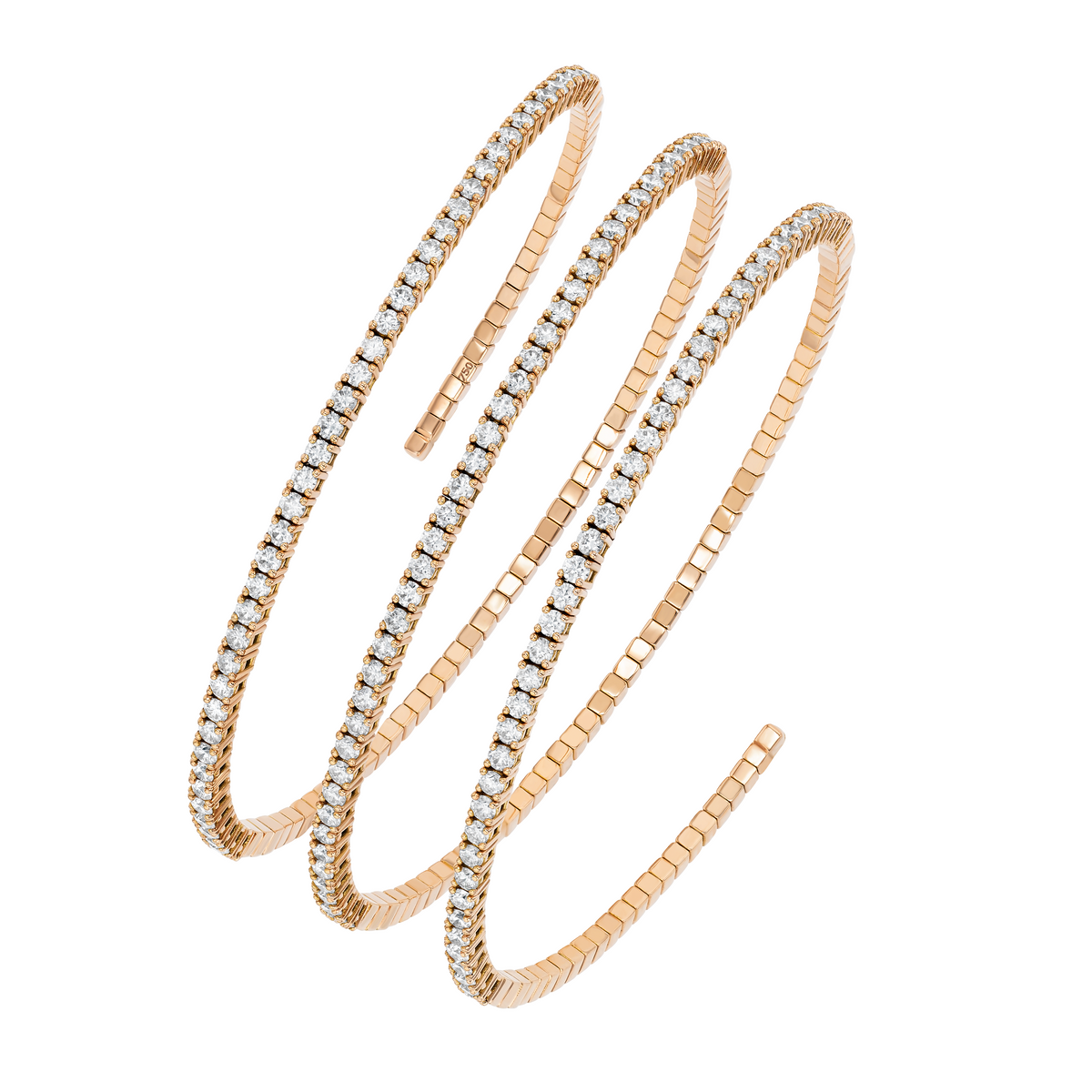 Coil Bracelet in white diamond and yellow gold