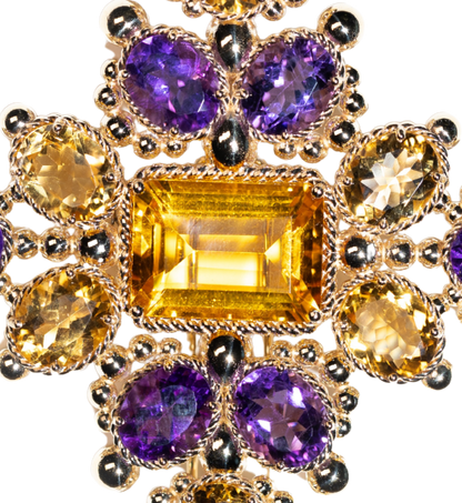 Multicolored Gemstone and Gold Pendant cum Brooch