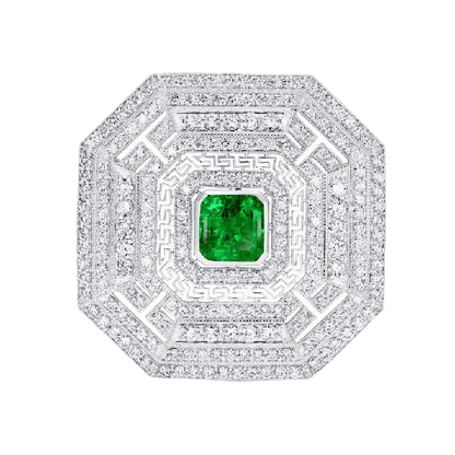 Columbian Emerald and Diamond Pendant and Brooch