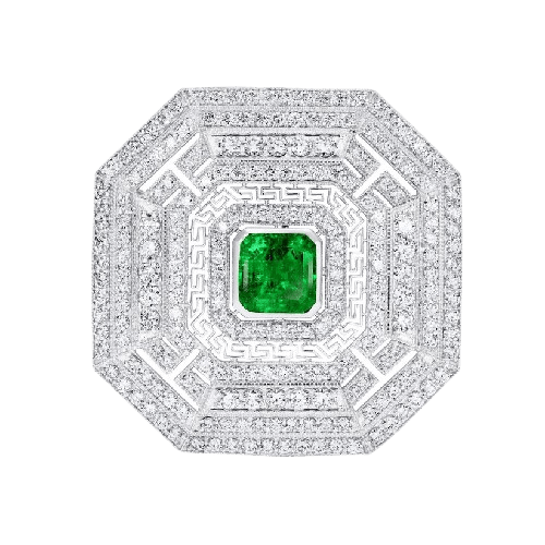 Columbian Emerald and Diamond Pendant and Brooch