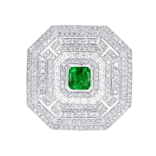 Columbian Emerald and Diamond Pendant and Brooch