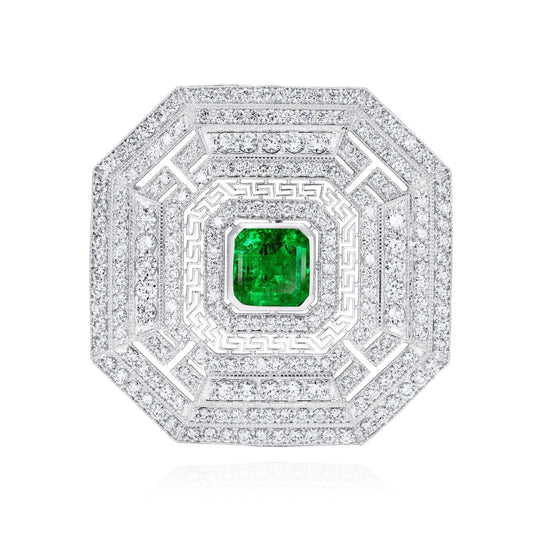 Columbian Emerald and Diamond Pendant and Brooch