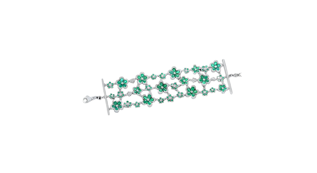 Emerald and Diamond Flower  Bracelet