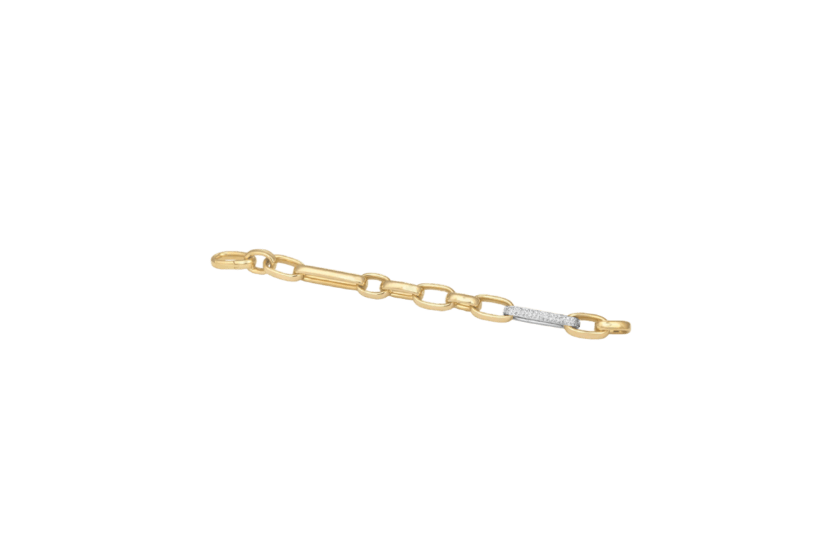 Large links pave diamond bracelet