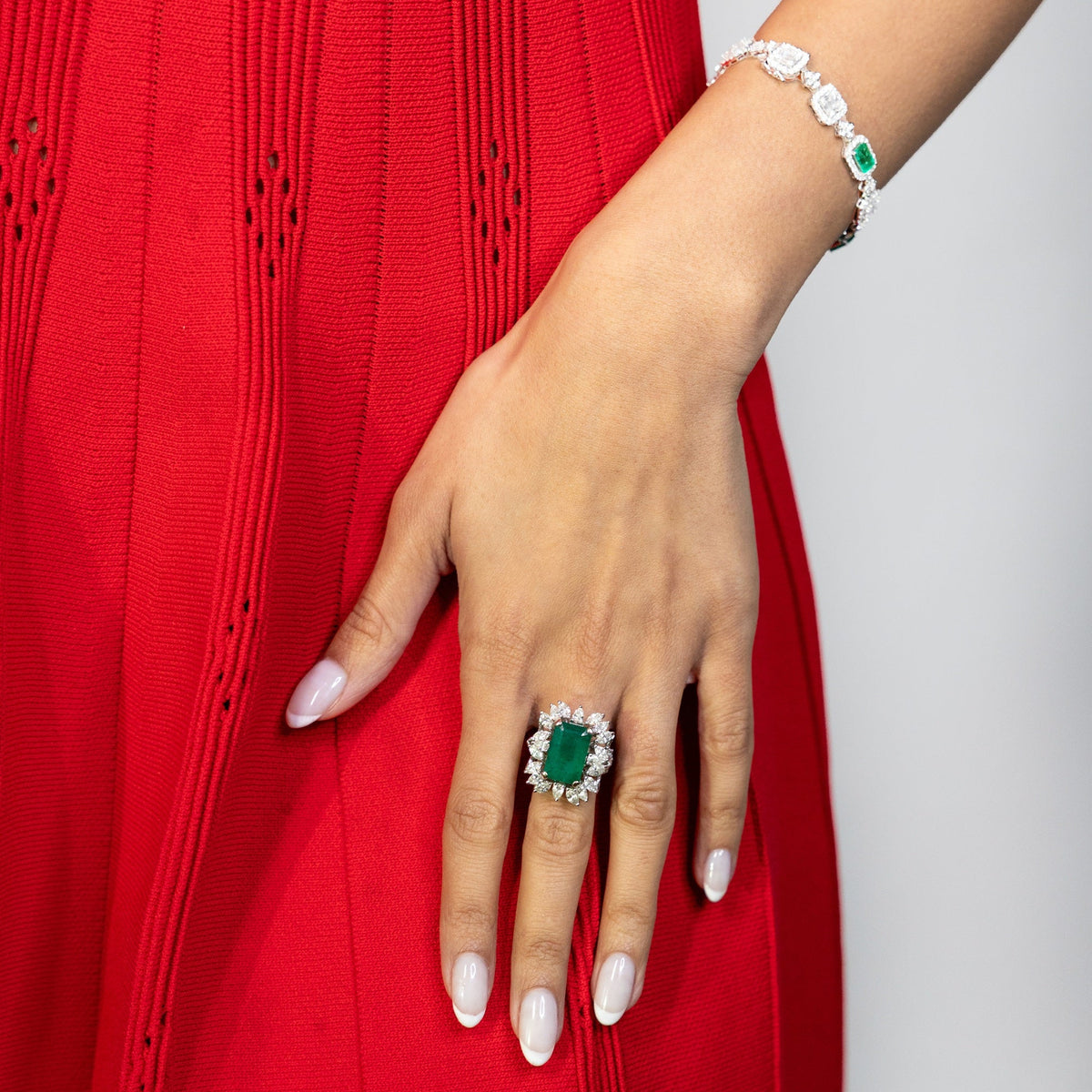 Emerald Cut Emerald and Diamond Ring