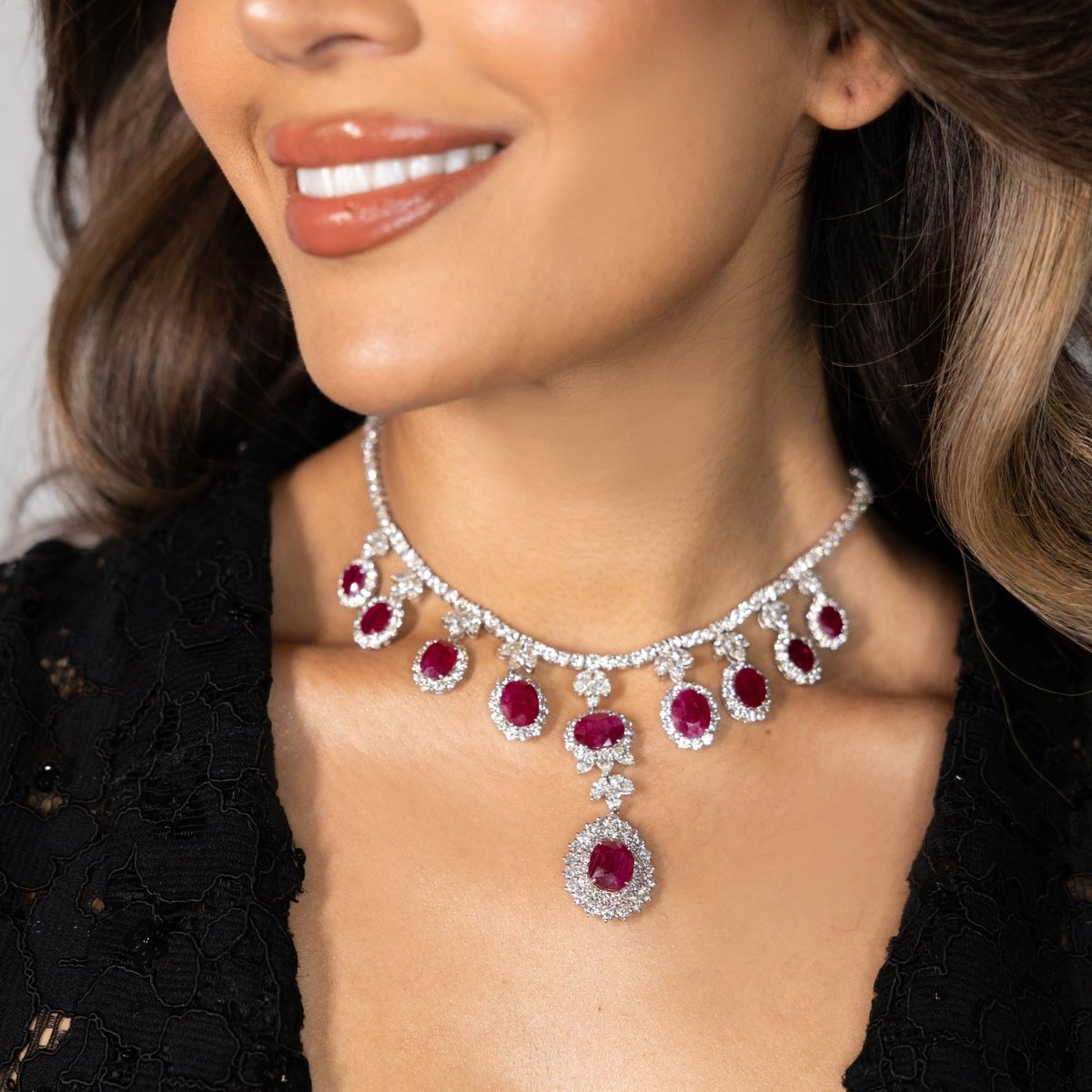 Burmese Ruby and Diamond Important Necklace