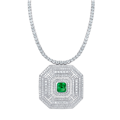 Columbian Emerald and Diamond Pendant and Brooch