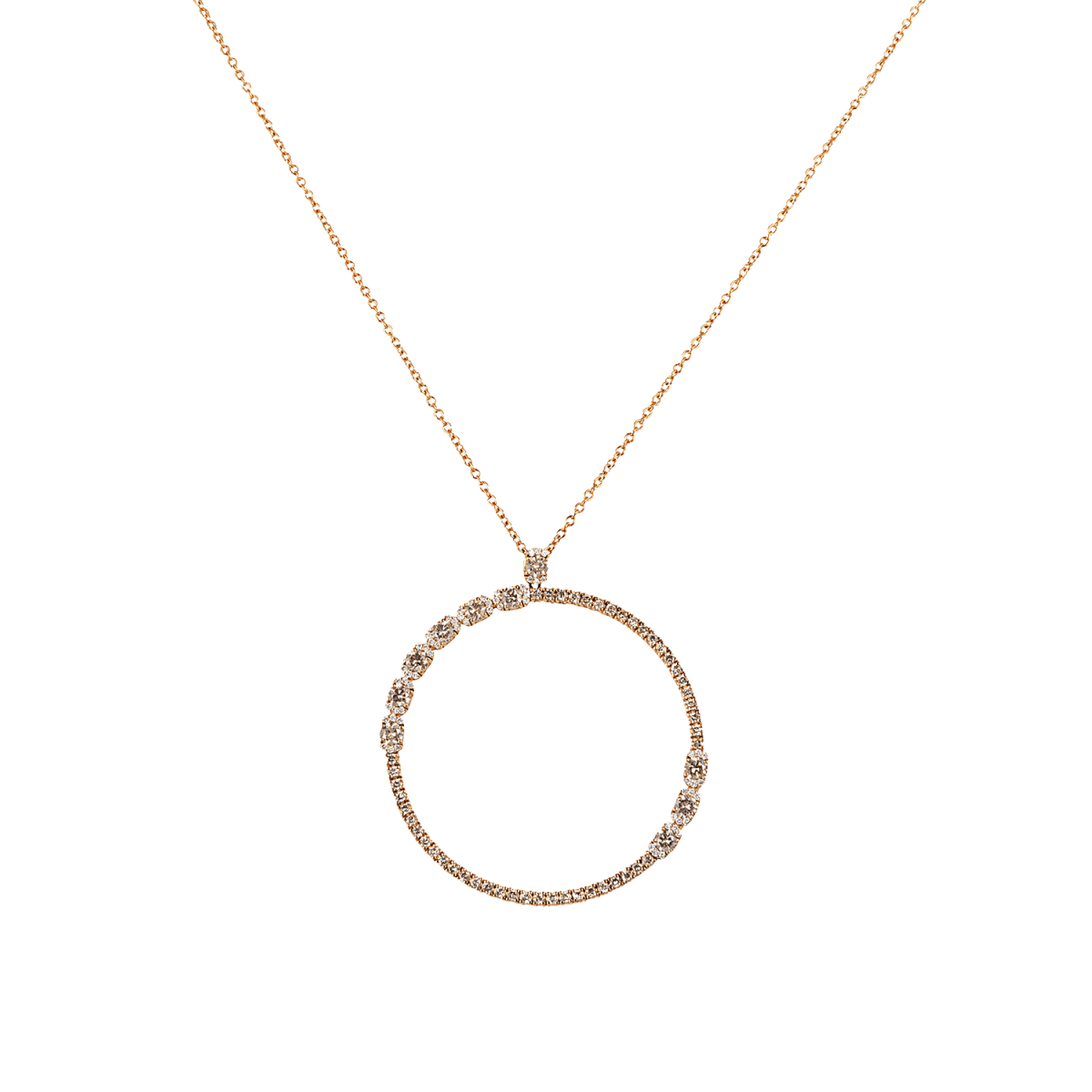 Round rose gold and diamond pendant chain