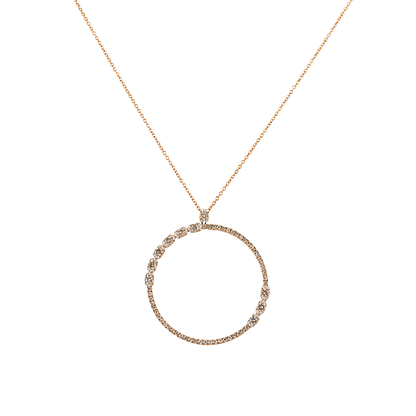 Round rose gold and diamond pendant chain