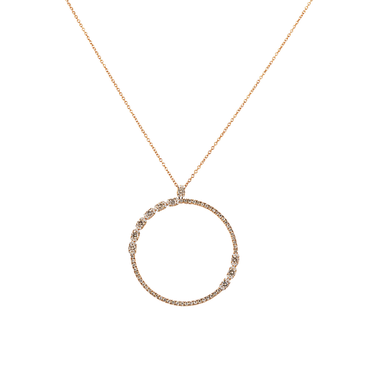Round rose gold and diamond pendant chain