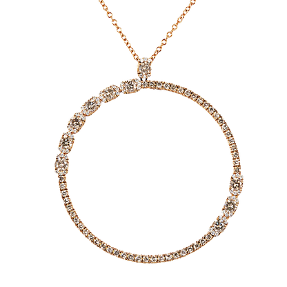 Round rose gold and diamond pendant chain