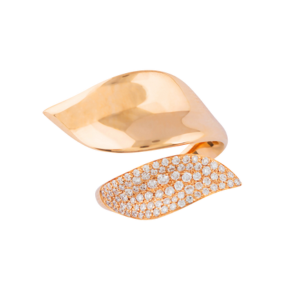 Rose Gold & Diamond  leaf Ring