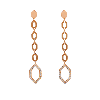 Rose Gold and Diamond long Earrings