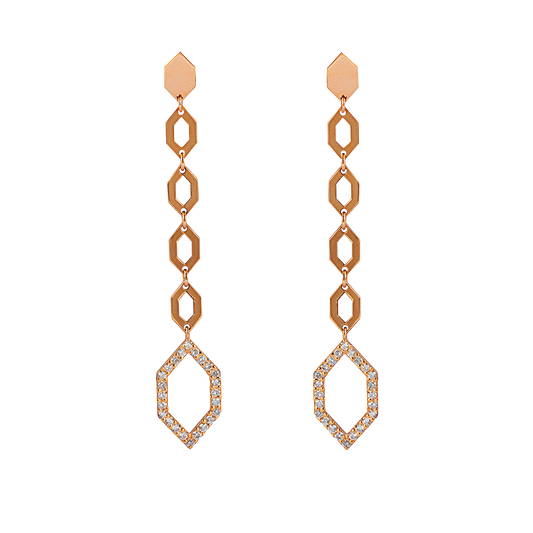 Rose Gold and Diamond long Earrings