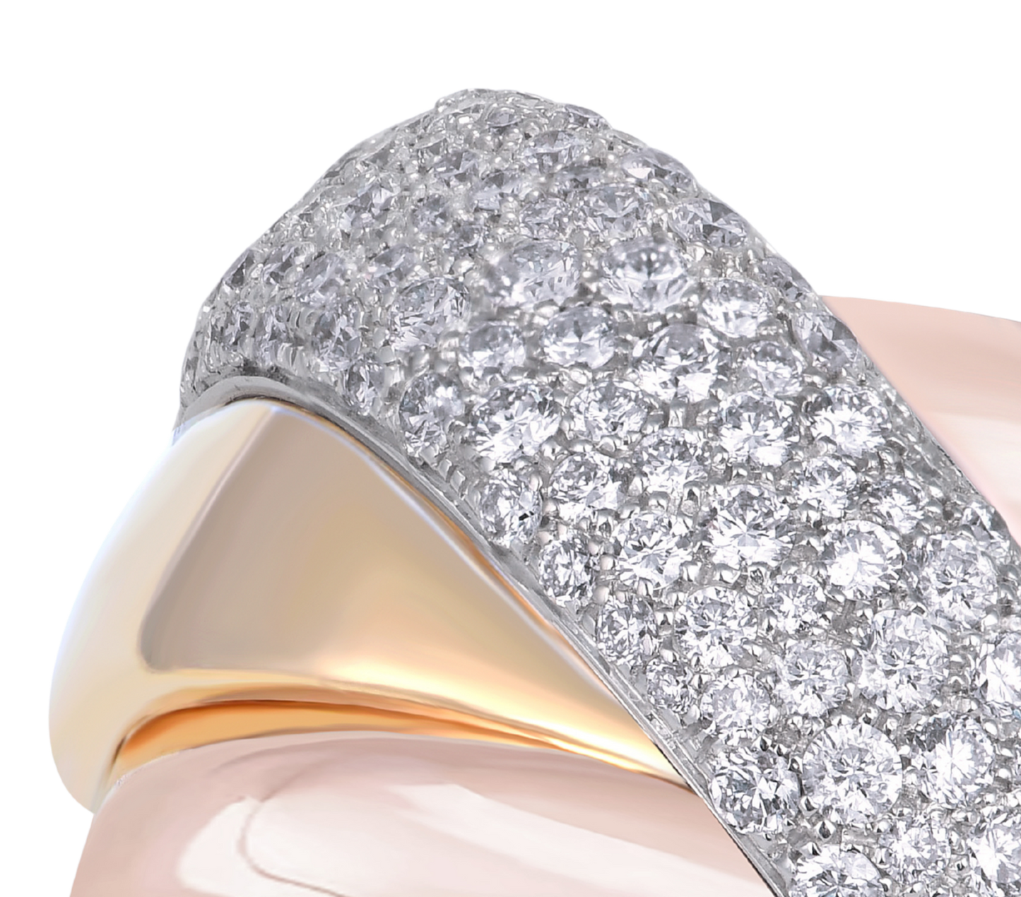 Turban ring with pave diamond band in Rose gold