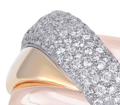 Turban ring with pave diamond band in Rose gold