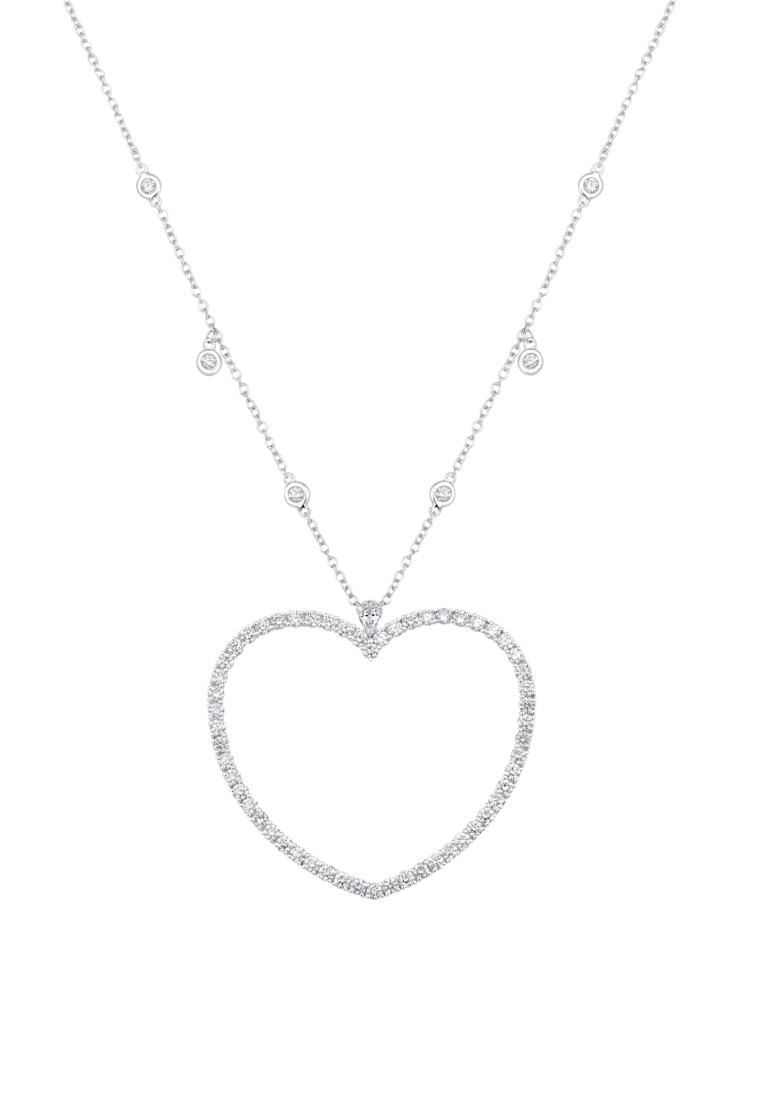 Large heart shaped pendant on diamond chain