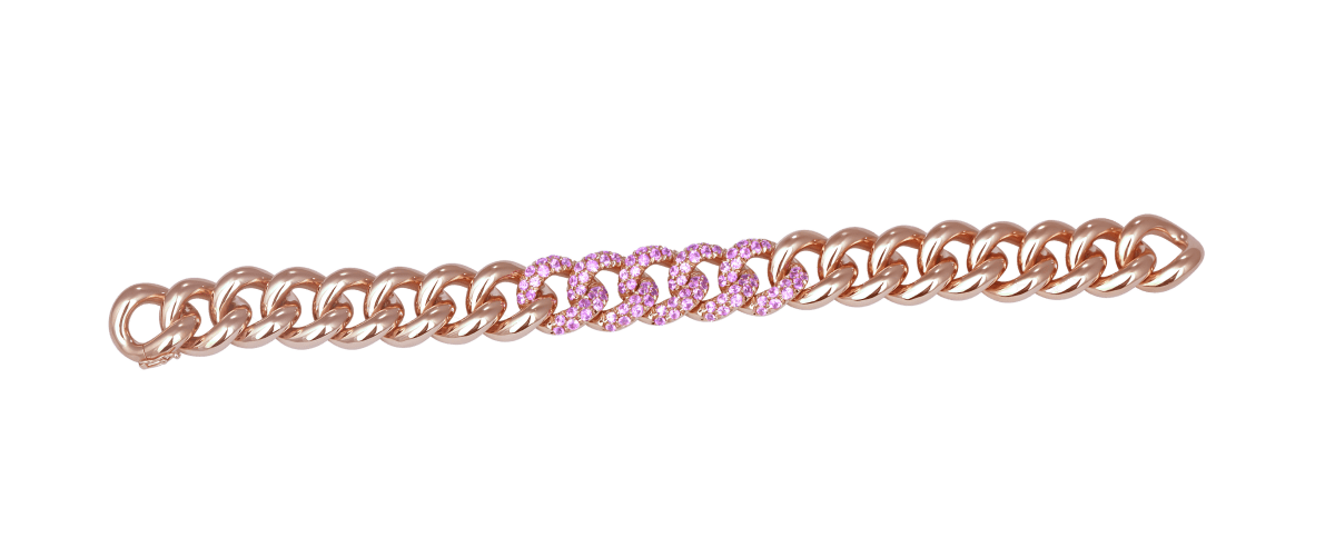 Large Pave diamond link bracelet in rose gold