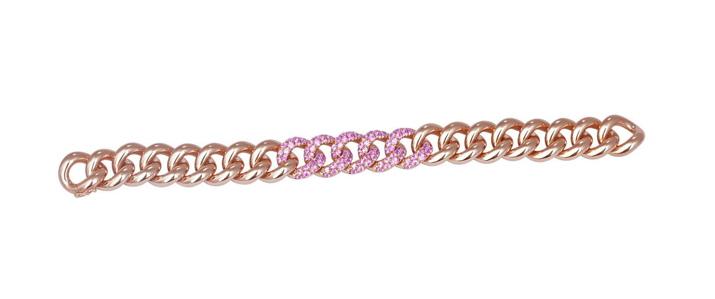 Large Pave diamond link bracelet in rose gold