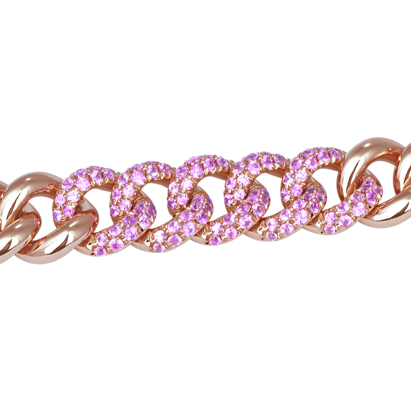 Large Pave diamond link bracelet in rose gold