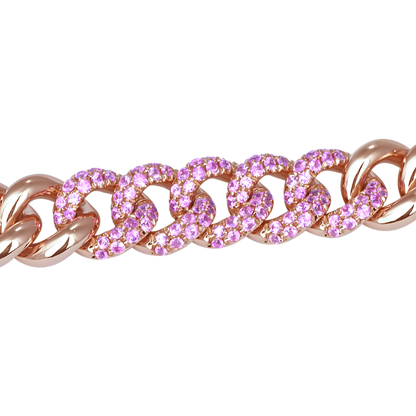 Large Pave diamond link bracelet in rose gold