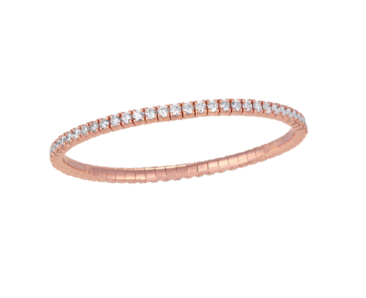 Stretchable diamond tennis bracelet and rose gold
