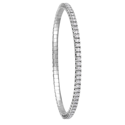 Silver bracelet with clear stones on a white background