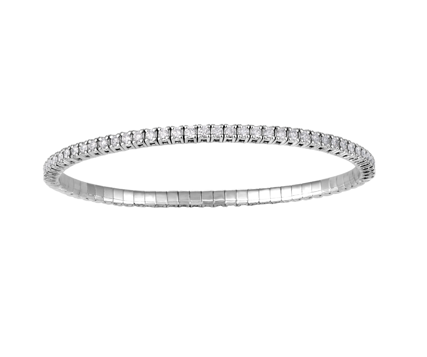 Stretchable diamond tennis bracelet in white gold