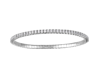 Stretchable diamond tennis bracelet in white gold