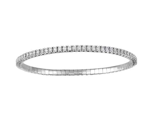Stretchable diamond tennis bracelet in white gold