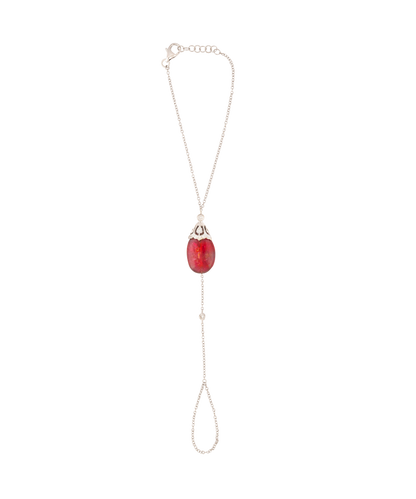 Tourmaline bead and diamond hand chain
